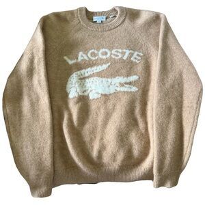 Lacoste Branded Contrast Croc Alpaca/ Wool Blend Sweater
